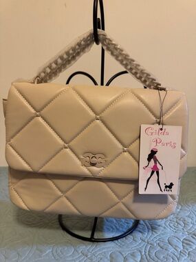 Gilda Paris Quilted Cream Shoulder Bag NWT